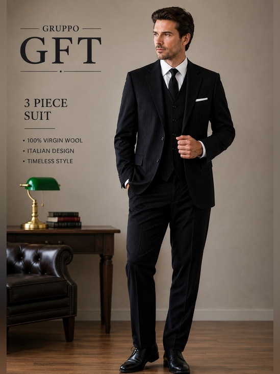 Gruppo GFT Other - Gruppo GFT 3 Piece Suit 100% Virgin Wool Pinstripe - 42R - 35x30